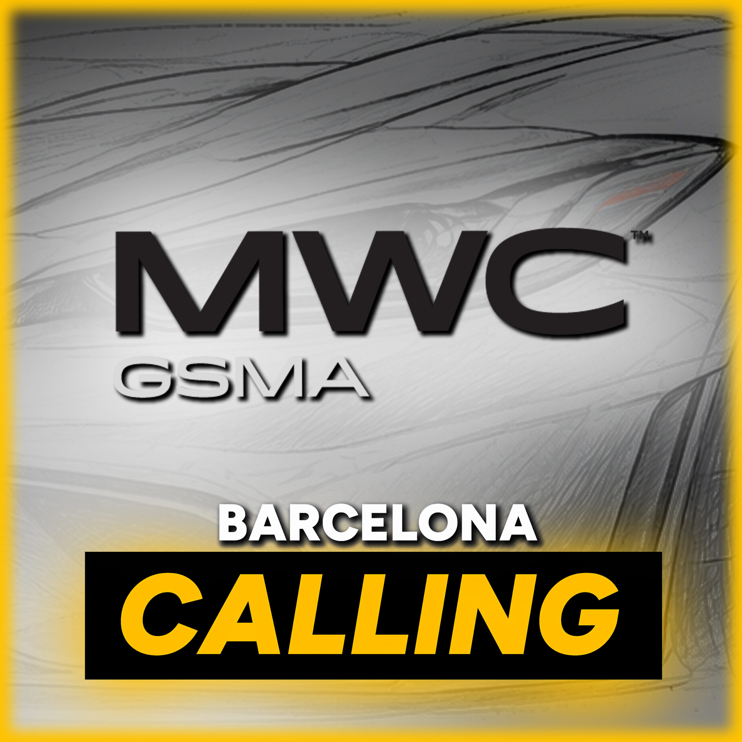 Stéphane Lagresle host of Under the Hood Automotive Storytelling podcast at MWC Barcelona 2026 with MWC GSMA logo